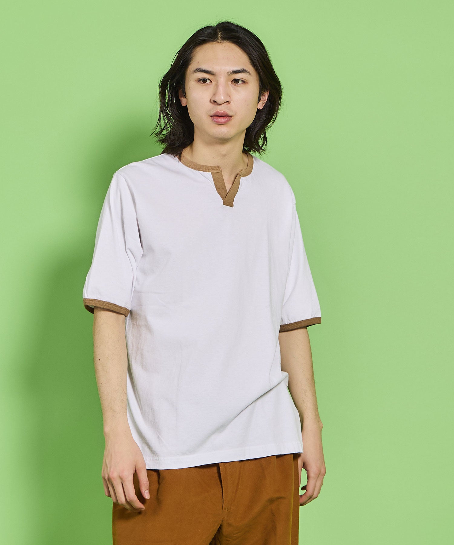 WALLA WALLA SPORT【ワラワラスポーツ】 -H/S SPLIT NECK RINGER TEE/ ハーフスリーブ スプリットネ ...