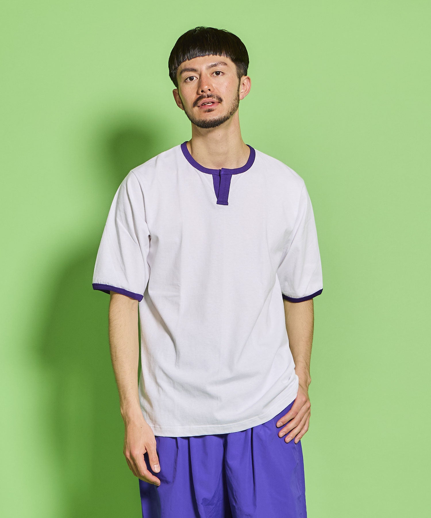 WALLA WALLA SPORT【ワラワラスポーツ】 -H/S SPLIT NECK RINGER TEE/ ハーフスリーブ スプリットネ ...
